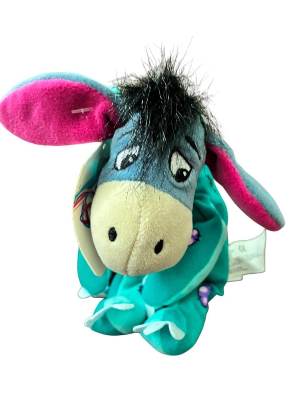 Disney Store Mini Bean Bag Dinosaur Eeyore Plush 9" Green & Pink Collectible
